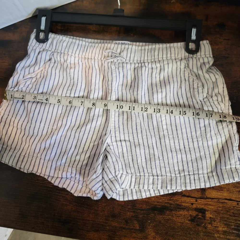 Old Navy Girls Pinstripe Shorts - White and Navy Blue